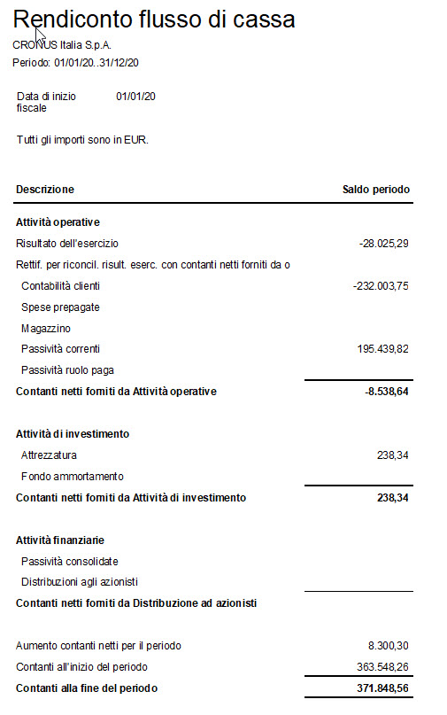 Cash flow in Navision